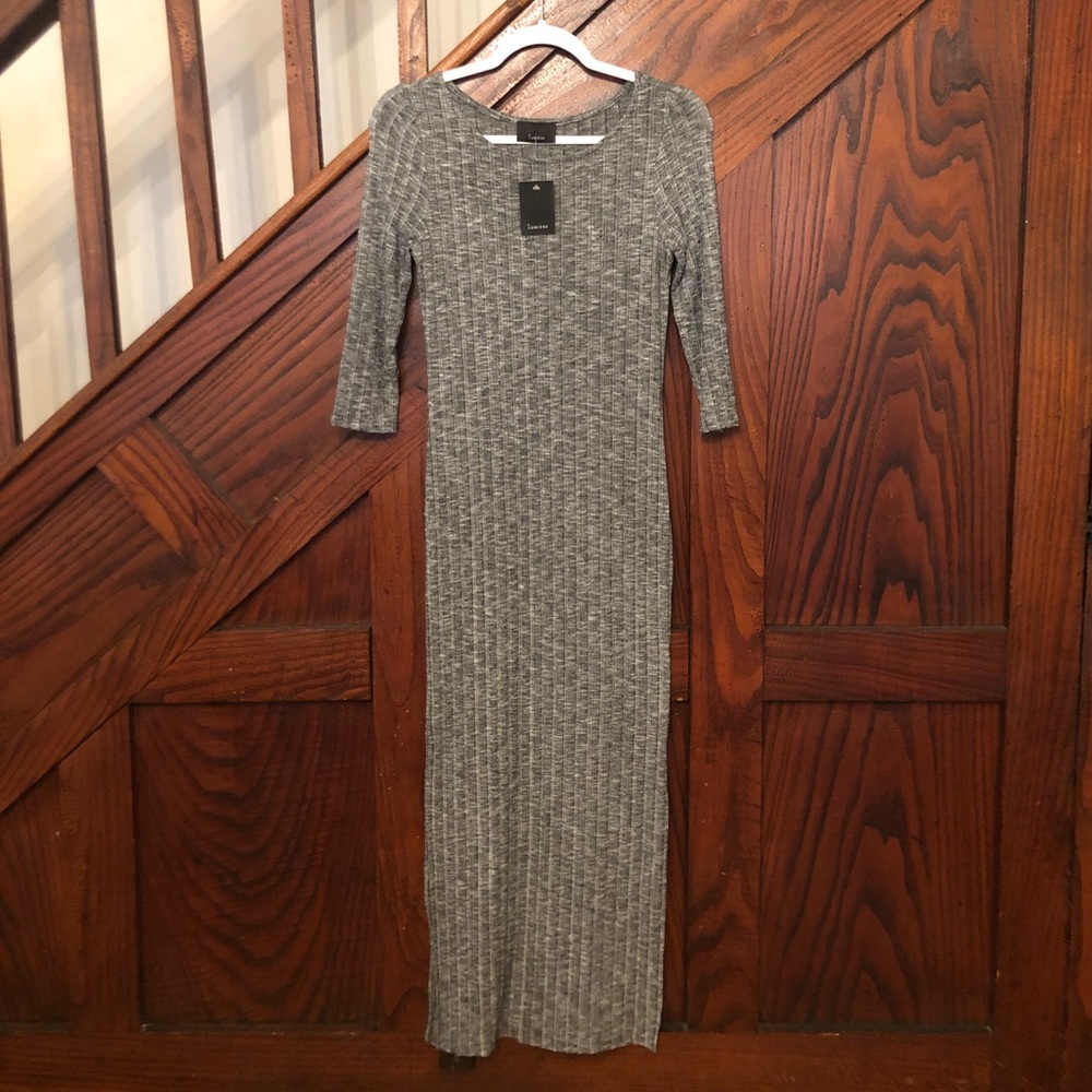 Charcoal ribbed knit dress